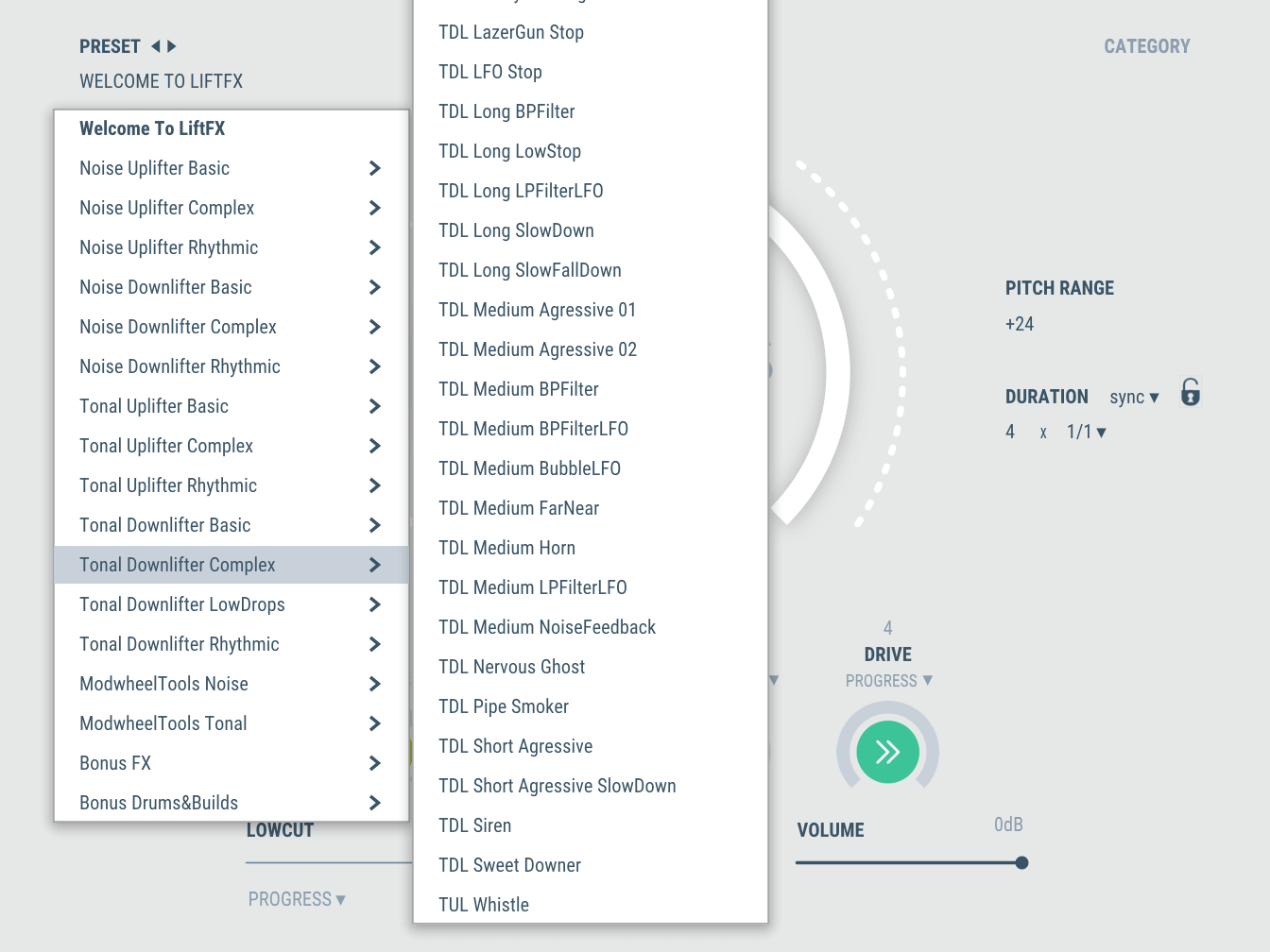BOOM Library software plug-in liftFX screenshot presets