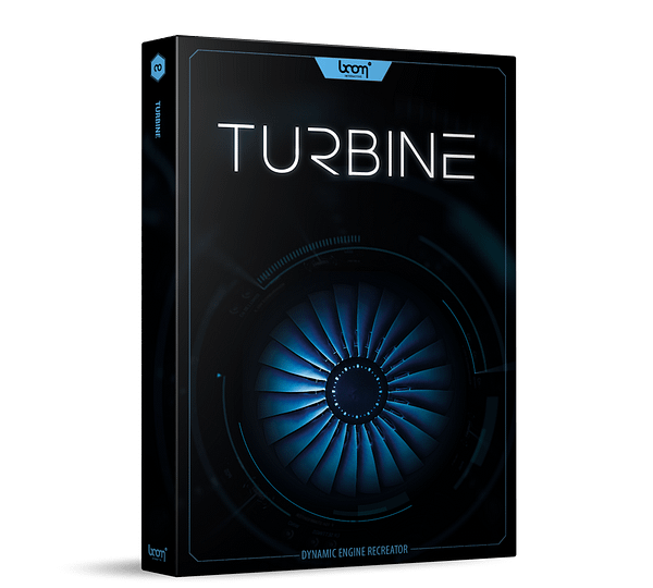 Turbine flight path and jet engine sounds software plug-in by BOOM Library product box