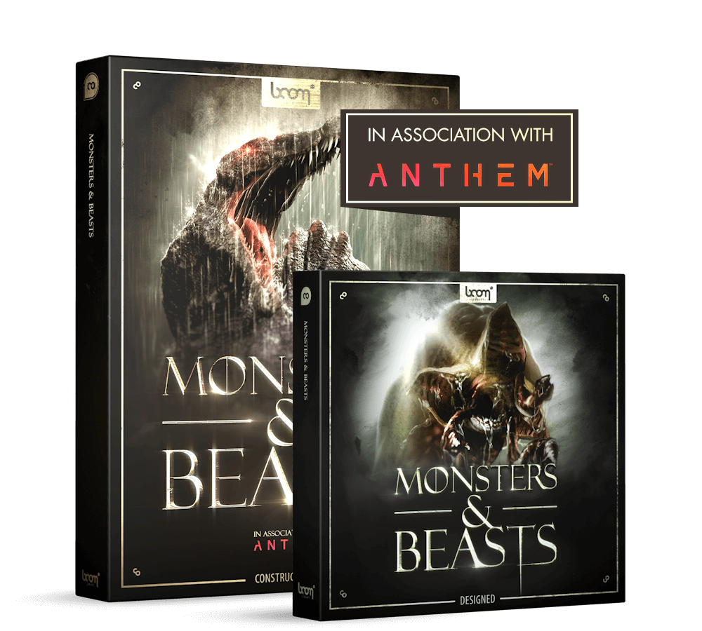 Monsters & Beasts Boom library sound effects - Monster Sounds - creatures zombies evil Product Pack Shot bundle in association with anthem