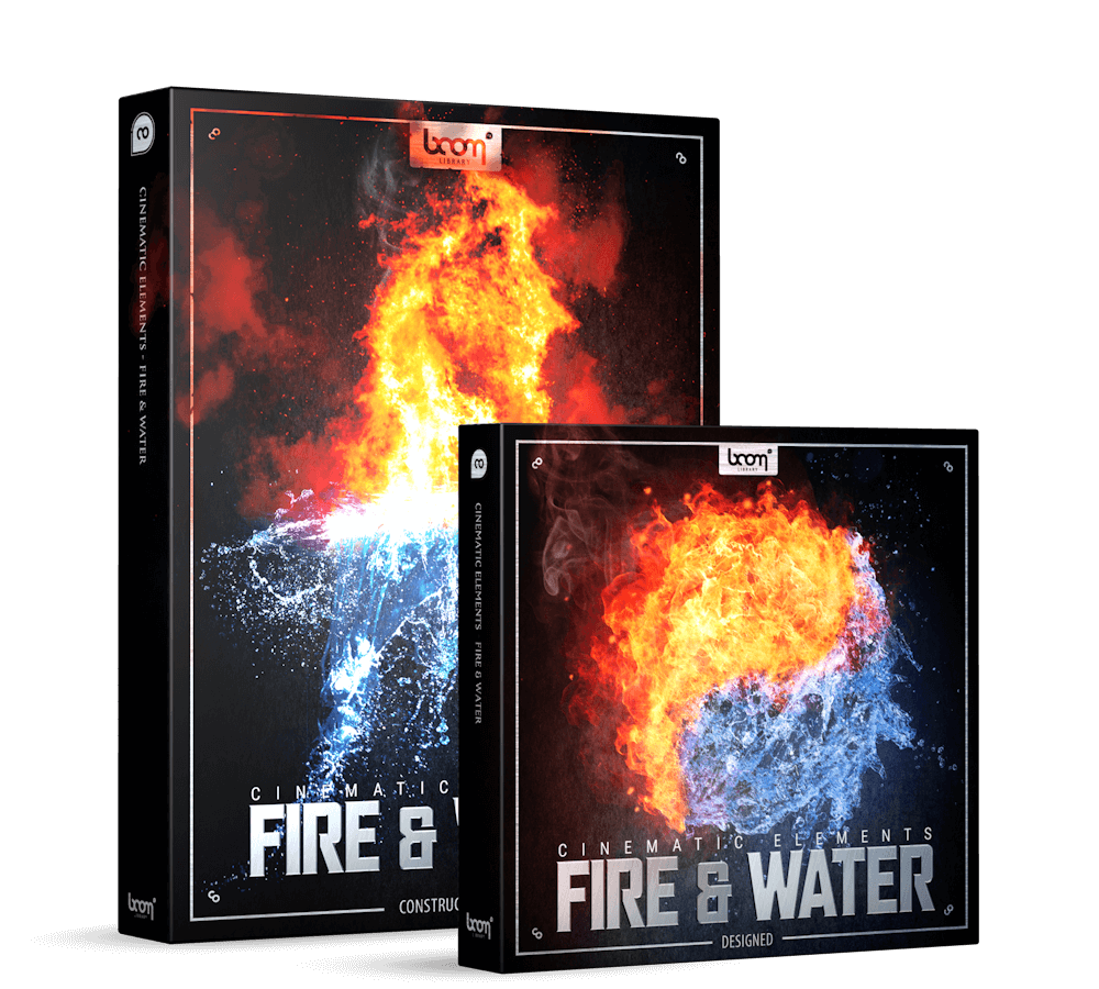 Cinematic Element Fire & Water Product Packshot Bundle by BOOM Library contains Construction Kit and Designed edition
