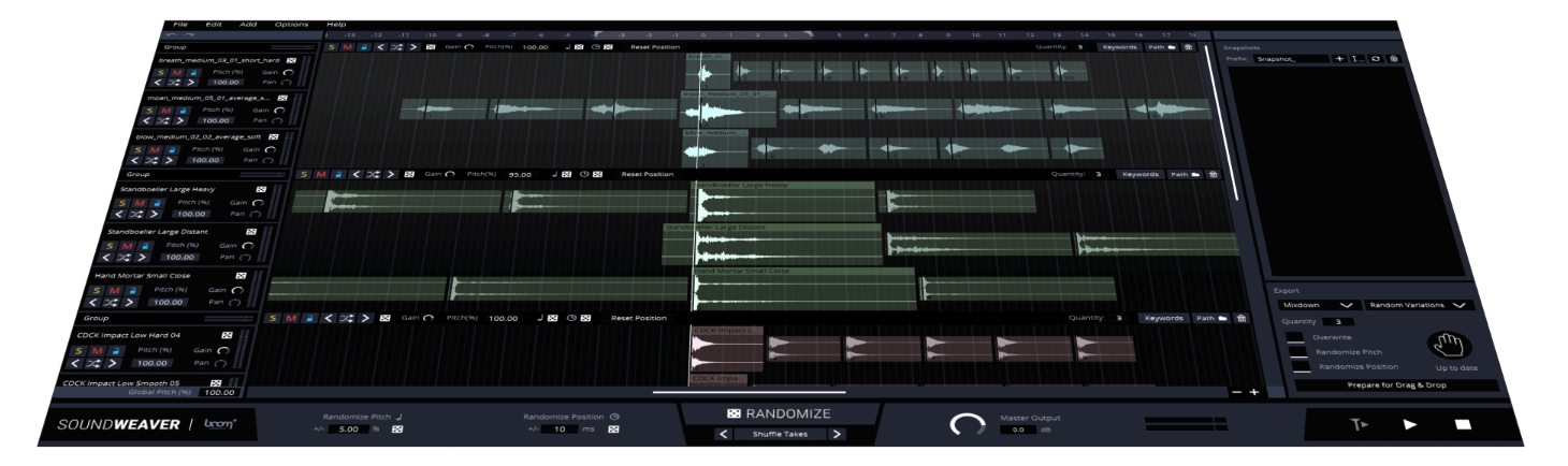 BOOM Library software plug-in soundweaver GUI