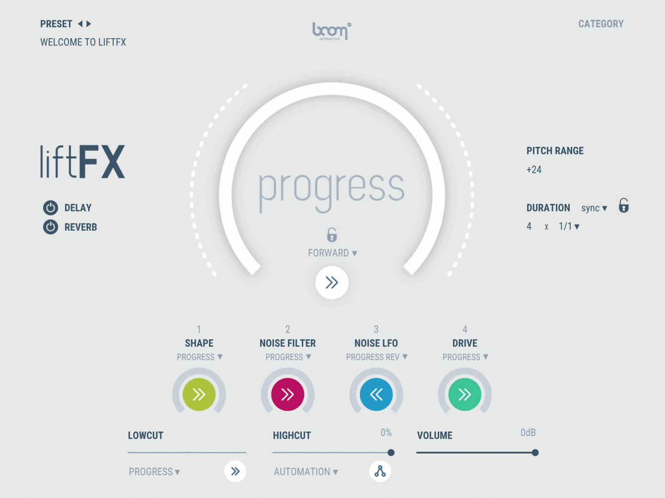 BOOM Library software plug-in liftFX Beat Drop Generator Product Screenshot animated progress bar