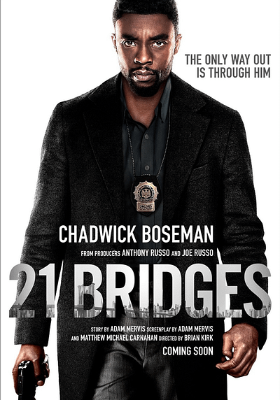21 bridges, film, movie, trailer, boom library, credit