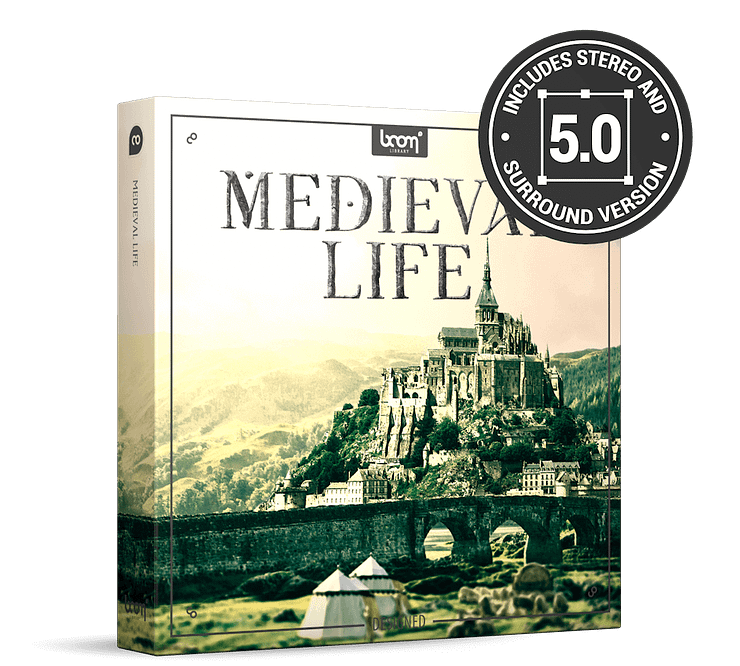 Medieval Life designed Sound Effects Library Product Box by BOOM Library