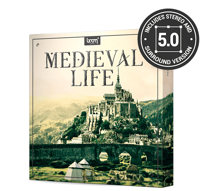 Medieval Life designed Sound Effects Library Product Box by BOOM Library
