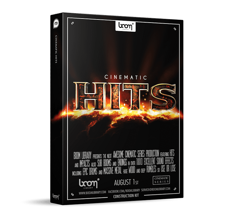 Cinematic Hits Sound Effects Library Product Box by BOOM Library