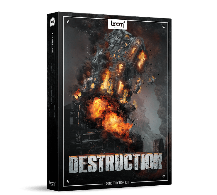 Destruction Sound Effects Library Product Box by BOOM Library